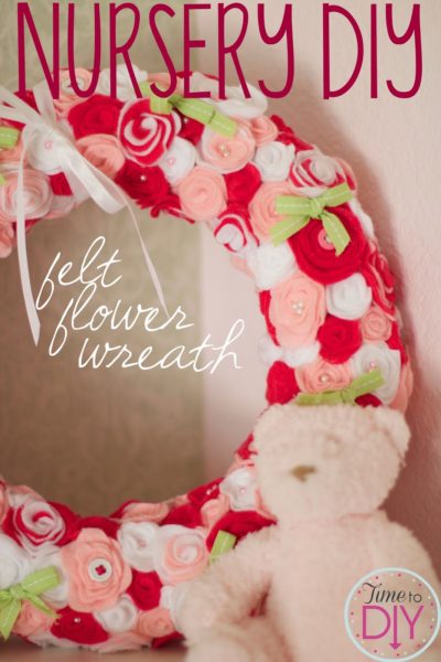 Nursery DIY: felt flower wreath and pink baby shower