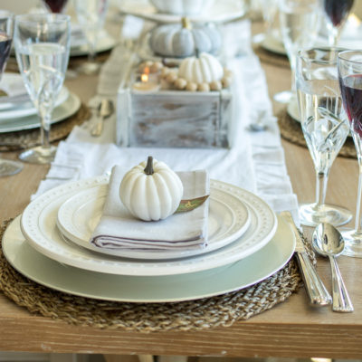 Neutral Gray and White Fall Tablescape